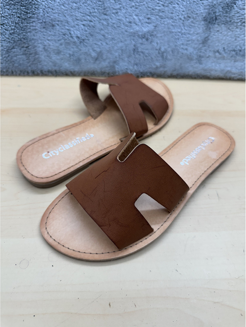 Cityclassified Brown Slide Sandals Minimalist Casual